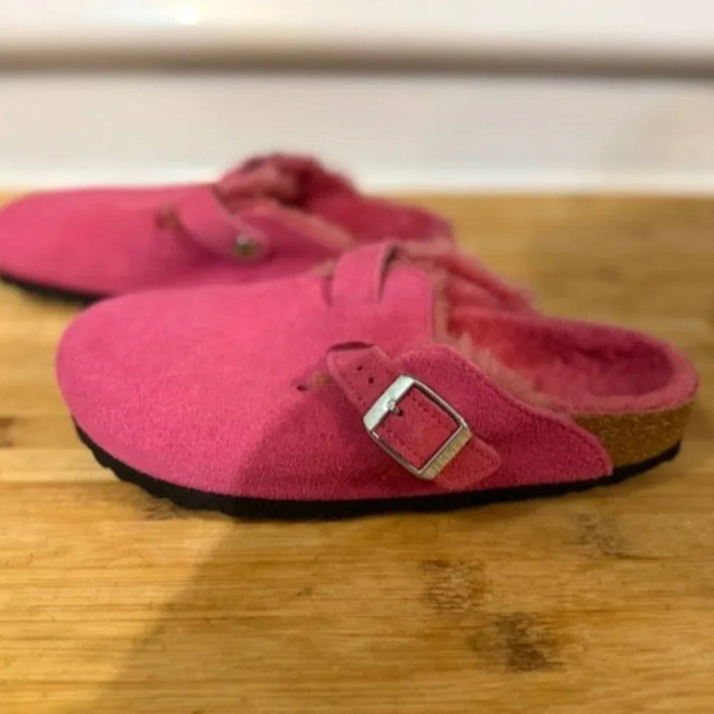NWOT - Birkenstock Boston Genuine Shearling Lined Clog -  HOT PINK - Picture 12 of 16